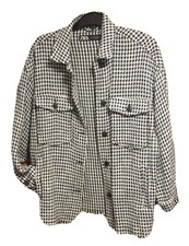 Zara Oversized Shacket Size UK 8 Blue & Black Dog Tooth Check Pockets VGC
