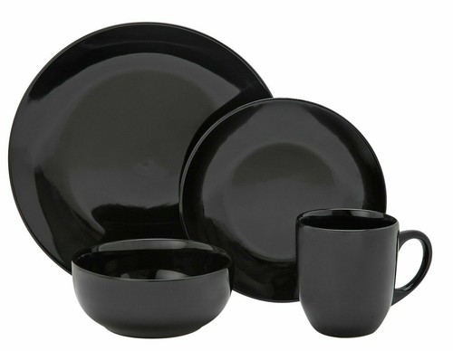 16pc black dinner set - ,