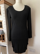 Joseph Ribkoff Creation vtg black cocktail dress UK 12 union tag shoulder pads