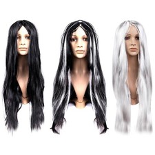Long 70cm Straight Woman's Fancy Dress Wig Black, Blonde, Silver (Choose)