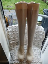RIVER ISLAND CREAM OVER THE KNEE   BOOTS SZ 3/36...