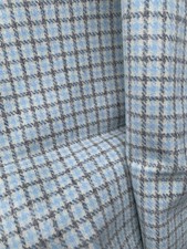 Vintage? Blue Tweed Checked Wool? Fabric Dressmaking Crafts 150x145cm (B67