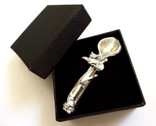 Art Nouveau Sterling Silver Cat posy flower holder pin vase Brooch Tussy Mussy