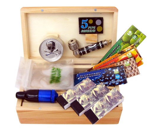 Wooden smoking gift set stash - gift,