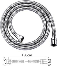 Stainless Steel 1.5M Shower Hose, Leak Proof, Anti-Kink Chrome Finish