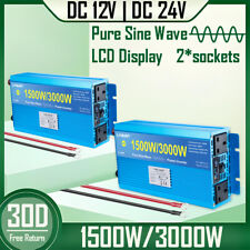 1500W 3000W Power Inverter Pure Sine Wave 12V 24V to 240V Truck Car Converter 