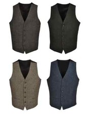 Mens Wool Tweed Waistcoat Slim