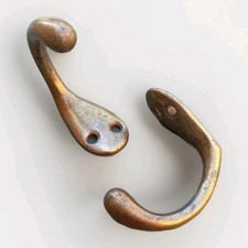 2x Vintage Coat Hooks Old
