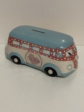 ‘On Tour’ Mini Campervan Ceramic Money Box / Piggy Bank (17 x 7.5 x 7.5cm)