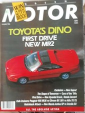 MOTOR CAR MAGAZINE JAN 1990 * Toyota's Dino - First drive MR2 *  