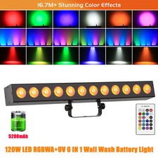 Rechargeable 12 LED RGBWA UV Wall Wash Stage Light Bars DMX DJ Party Disco Light