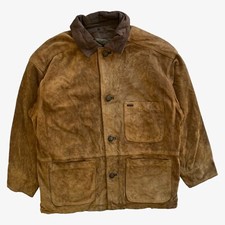 Vintage 90s Men's Timberland Brown Leather Hunting Jacket Shooting Retro Utility