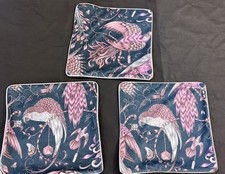 3 x Emma J Shipley C&C fabric Audubon Pink Velvet Cushion covers 16” X 16” D