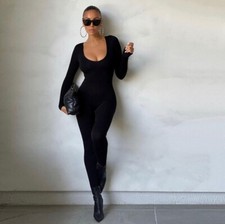 SEXY Women's Long Sleeve Jumpsuit Slim Playsuit Bodysuits Unitard Leggings Tops