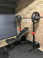 Strongway Squat Rack Bench 6ft Olympic Barbell and Rubber Plates Total 90G