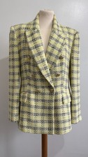 Zara Yellow Double Breasted Textured Blazer Jacket Size Large Gold Buttons