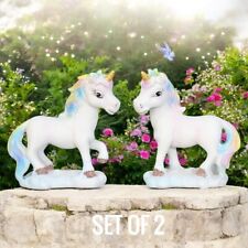 Set Of 2 Unicorns Ornament Figurine Magical Fantasy Myth Fairy Rainbow Unicorns