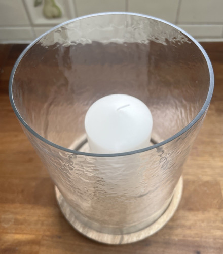 Large glass hurricane candle