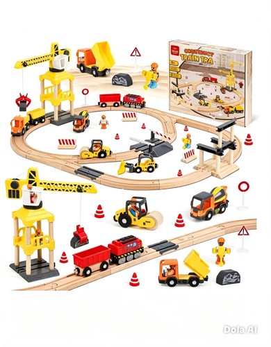 Wooden train set 68pc with - train,