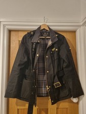 Women's Barbour International Wax Jacket Biker Black Size 16