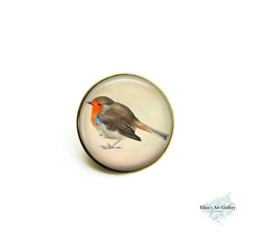Gold plated robin bird art - gold,