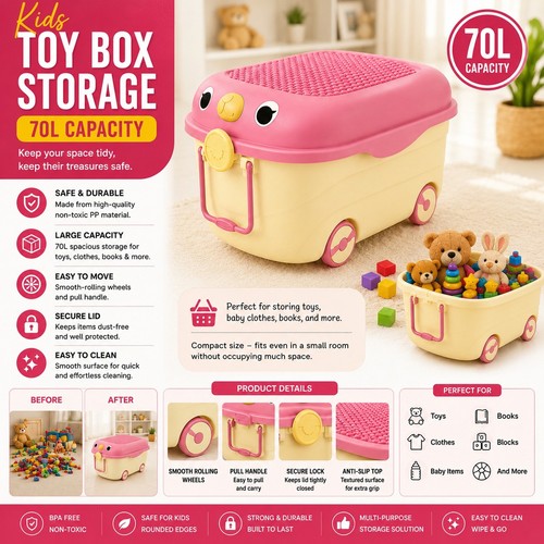 70l toy box storage - 70l,