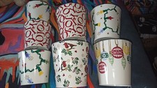 Emma Bridgewater M&S 7 total metal plant pots Christmas 4 large and 3 small used