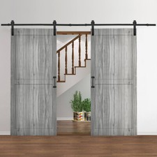 3.9/ 9.8FT Stainless Steel Sliding Wood Barn Door Track System Kit Hardware Set