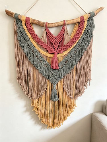 Modern folk macrame - macrame, wall