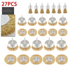 27 Pcs Wire Brush Set Rotary Drill Attachment Wheel Cup Flat Sanding
