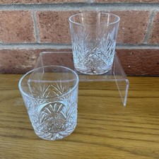 Pair Edinburgh Crystal  Iona whisky Tumblers Old Fashion Lowball Glasses Barware