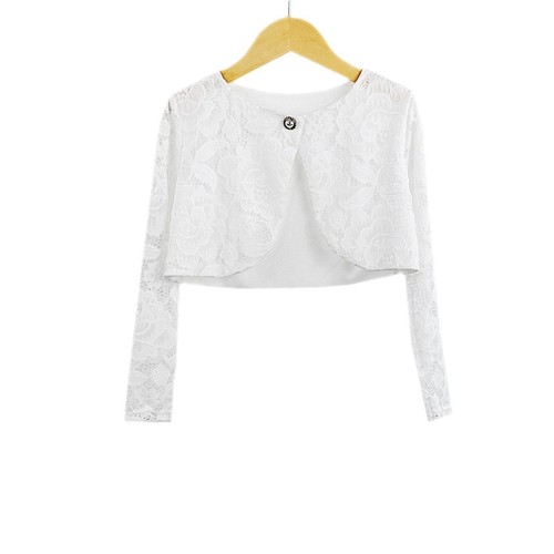 Girls ivory bolero lace floral - girls,