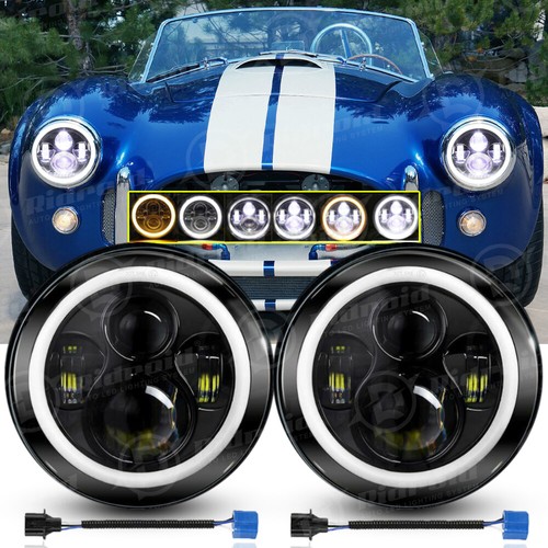 Pair round led headlights - 7",