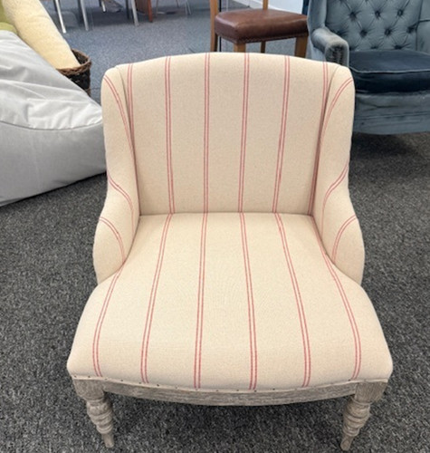 Cream and red striped fabric - cream,