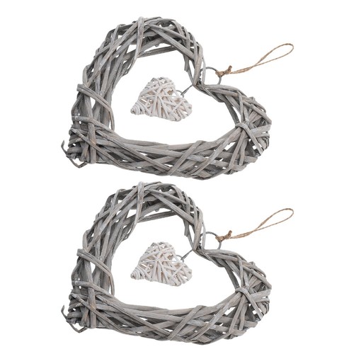 2pcs double heart shape - shape, rattan