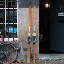 Vintage Norwegian Wooden Skis By Alme & Brodahl, “Brodahl-Ski Norway” Logo, 179
