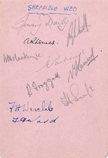 Sheffield Wednesday Football Club 1946/47, 10 Autographs.