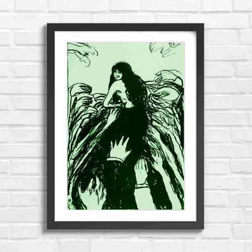 Art nouveau woman with wings - woman,