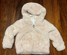 Little Girls Blush Pink Furry Quilted Coat Fleeced Hooded 5 Years Winter Wear