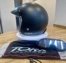 Torx Wyatt retro Open Faced Motorcycle Helmet Matt Black “M” (57-58cm)