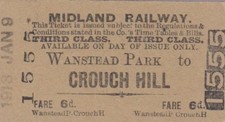 Midland Railway Ticket WANSTEAD PARK 1555