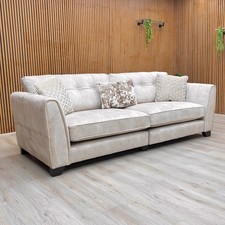 Furniture Village 'Mariah' 4 Seater Sofa Dapple Cream-Tri Brass Insert Velvet