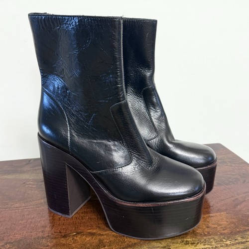 Black leather platform - leather,