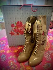 Poetic License Beige Suede Boots With Coloured leather flower detail  Size 41