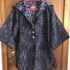 Smart Nomads Hooded Lined Cotton Coat Wide Sleeves Pockets Handmade One Size