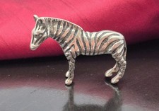 Miniature Solid Silver Zebra Figurine, Good Example, Nice Detail