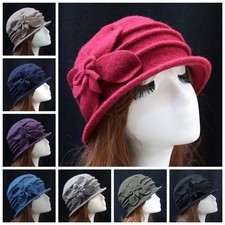Flower Felt Hat Wool Bucket Hats Elegant Ladies Winter Vintage Women's Cloche ！