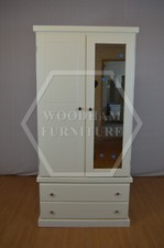 HANDMADE CAMBRIDGE 2 DRAWER MIRRORED GENTS WARDROBE IN IVORY (NOT FLATPACKED)