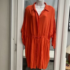 Topshop Women's poolside coverup Drawstring Button Up Lightweight Dress Size 12