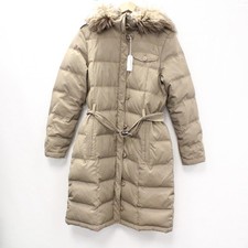 Ladies AIGLE Green faux Fur Trim Quilted Zipped Parka Coat Size UK 12 W53